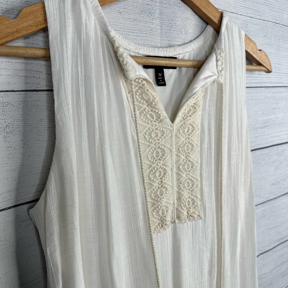 Cloth & People Womens Boho Crochet Gauzy Cream Embroidered Mini Dress Size M - Picture 4 of 10